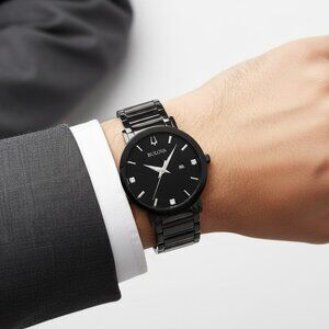 NWT Authentic Bulova Modern Diamond Black Dial Men's Watch